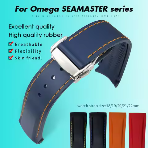 16mm 18mm 19mm 20mm 21mm 22mm Rubber Watch Strap for Omega Seamaster 300/600 Speedmaster AT150 Longi