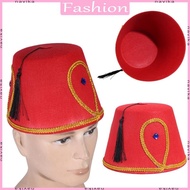 NAV Elegant Fez Hat Turkish Hat Stylish Moroccan Headwear with Decorative Detail