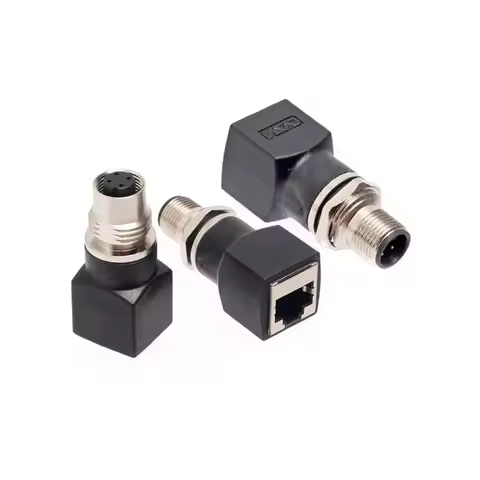 Industrial M12 Connector 4Pin 8Pin to RJ45 Network Ethernet Rail Transit Adapter 4Core D-coded 8Pin 