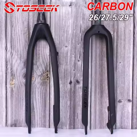 TOSEEK Cabon Fiber MTB Rigid Fork 26/27.5/29 Inch Disc Brake Mountain Bike 1-1/8" Forks Straight/Tap