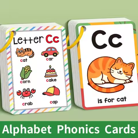 26 Letters English Alphabet Cards 156 Words with Pictures Children's Flashcards Colorful Design A-Z 