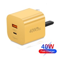 PD 40W Type C Fast Charger Dual Port Quick Charge 3.0 USB Charger for Mobile Phone