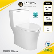 [Limit to 1 Unit Per Order] BANOVA One Piece NOMI-A333 WC Toilet Bowl S-Trap Wash Down Water Closet 