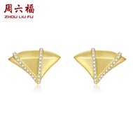 ZHOU LIU FU 周六福 ต่างหูเงินสเตอร์ลิง S925 ต่างหู Cubic Zircon สังเคราะห์ J0912880