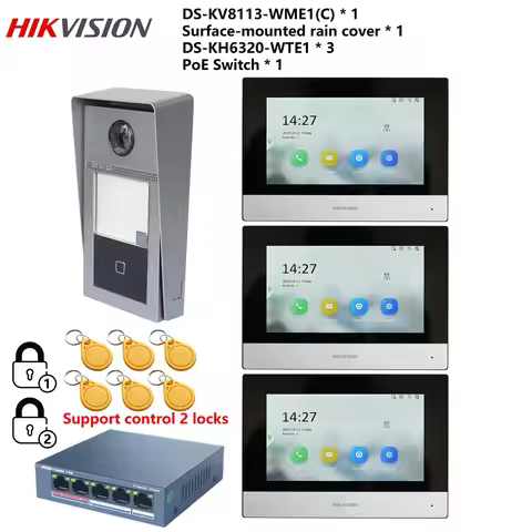 HIKVISION Original Multi-language 802.3af POE Video intercom KIT,include DS-KV8113-WME1(C) & DS-KH63