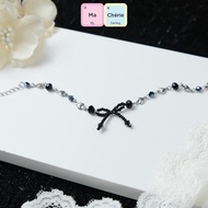 MaCherie Women's bracelet l Women's bracelet with crystal and feminine black bow in stainless steel