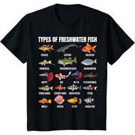Kids T-Shirt Types of freshwater fish Species Chart Aquarium River Lovers T-Shirt