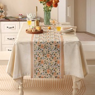 American Simple Yellow Background Flower Table Runner Modern Fresh Table Runner Waterproof Oil-Proof
