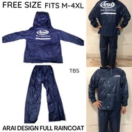 ARAI DESIGN Motorcycle Raincoat Jacket Pants Full Set (Modern Button Rain Coat Design, Top Quality, Free Size)