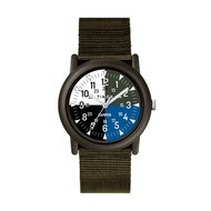 Timex TWLB69100 Camper Camo นาฬิกาข้อมือผู้ชายและผู้หญิง สายผ้า สีเขียว
