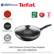 Tefal Cookware Cook & Clean Wokpan 28cm W/Lid (B22572)