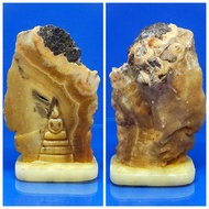 非常精美老矿舍利石,舍利子明显可见,石料饱满,色彩鲜艳,線條分明,龙宫舍利化石供奉式崇迪佛(高:+/-9.5 cm)Beautiful natural Relic Stone Phra Somdej