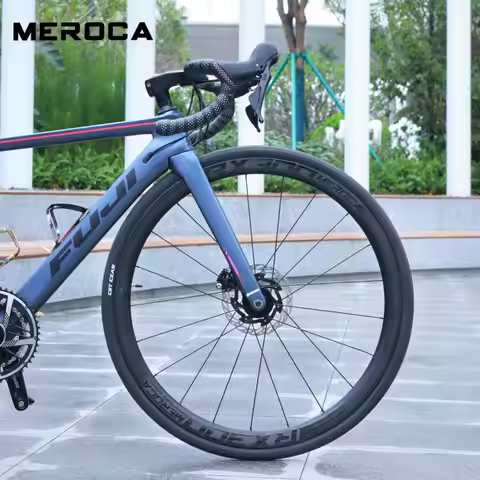 MEROCA 700C Bicycle Carbon Fiber Wheelset Thru Axle Quick Release 6-bolt Disc Brake 35 38 42mm Road