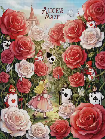 Foreveryoung Rose Garden Maze (Alice’s Maze) Diamond Painting Kit, 22"×29" (55×73cm) Resin Square + 