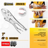 INGCO Industrial Curved Jaw Locking Plier Vise Grip 7" HCJLW0207 + FREEBIES FMAC TOOLS