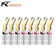 8pcs Nakamichi Gold Plated Y/U- type Banana Plugs Set Cable Wire Connector Fork Spade Speaker Plug Adapter Audio Terminals