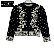 Alexander McQueen 461072 黑色花卉刺繡針織開襟衫 XS 碼 [二手]