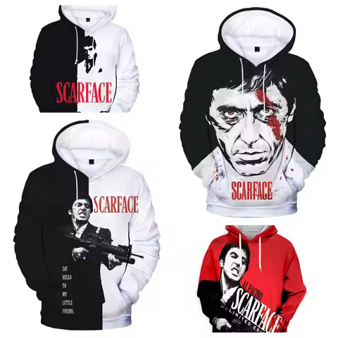 Men Hoodies Movie Scarface 3d Print Hoodie Men Women Fashion Long Sleeve Graphic Hoodie Sweatshirt O