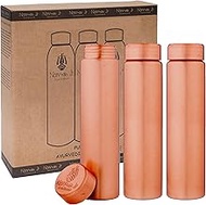 NORMAN JR Copper Water Bottle 400ml - Gift Box of 3, Slim Plain, an Ayurvedic vessel made from pure copper - helps you drink more water, with many health benefits