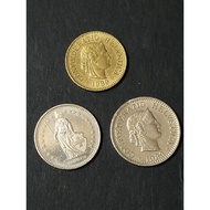 old coin Switzerland 🇨🇭 10 Rappen 1989 5 Rappen 1989 1/2Fr 1996  1set 3pcs