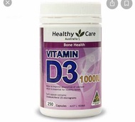 Made in Australia澳洲製No.1 Healthy care vitamin 維他命d3鈣1000IU強骨幫助吸收鈣 250粒$38罐；最後3罐$99.99（2021/11）