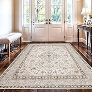 5x8 Area Rug Bedroom Washable: Oriental Rugs for Living Room - Ultra Thin Low Pile Stain Resistant C