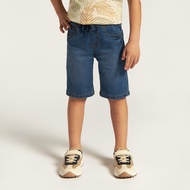 Babyshop Juniors Solid Denim Shorts with Drawstring Closure and Pockets