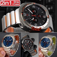 2-IN-1 Band+Case for Samsung Galaxy Watch Ultra 2025 47mm Titanium Silicone Strap Metal Case for Gal