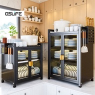 Gslife 3-Tier Dish Rack with Lid & Drain Tray, Convenient Design