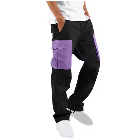 spring autumn Men Multi-Pocket Cargo Trouser men Sports Casual straight pants Drawstring sweatpants 