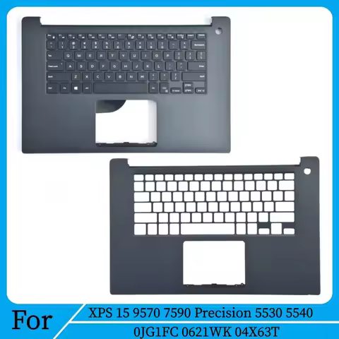 New For XPS 15 9570 7590 Precision 5530 5540 Laptop Palmrest Upper Case KB Bezel C Shell US Backligh