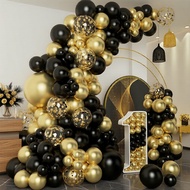 Black Gold Silver Red White Confetti Latex Balloon Garland Kit for 18th 30th 40th 50th 60th 70th Bir