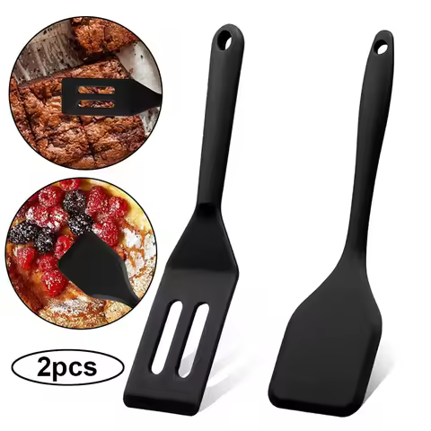 2pcs Mini Silicone Brownie Serving Spatula Set Heat Resistant Cooking Spatula for Flip Eggs Crepe St