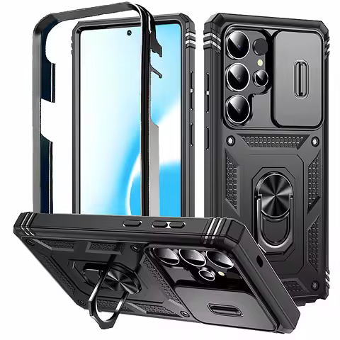 Armor Magnetic Ring Shockproof Case For Samsung S25 Ultra S24 S23 S22 Plus FE A06 A55 A54 A53 A15 A1