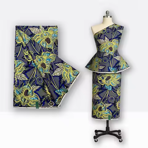 2026 arrived African gold wax Ghana Ankara wax fabric 100% cotton Dutch 6 yards Ankara couture whole