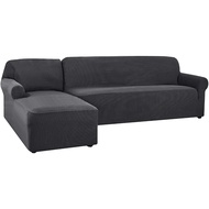 CHUN YI L Shape Sofa Cover Stretch Jaqurard Sectional Sofa Covers, Durable Spandex Chaise Louge Furniture Protector (Lef