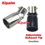 Adjustable Stainless Steel Exhaust Tip Bend Type Exhaust Muffler Tailpipe Curly Edge Silver/Black Un