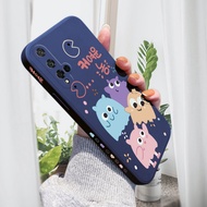 Jizetin เคสสำหรับ Huawei Nova 3 Nova 3i Nova 5i Nova 5T เคสโทรศัพท์ลายการ์ตูน Monster Family Side Design เคสโทรศัพท์ขอบสี่เหลี่ยมเคสซิลิโคนแบบเต็มกล้องป้องกันเคส