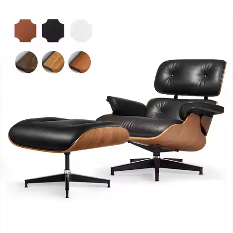 Grain Leather, Mid Century Chaise Lounge Chair Indoor, Chair with Ottoman, Reading Chair, Leather Ac