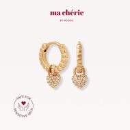 Diamanté Heart Lock Hoops Detachable Multiwear Hoops Earrings