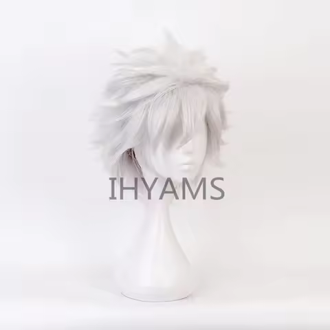 Shinazugawa Sanemi Cosplay Wig Halloween Short Silver Grey Synthetic Hair + Wig Cap
