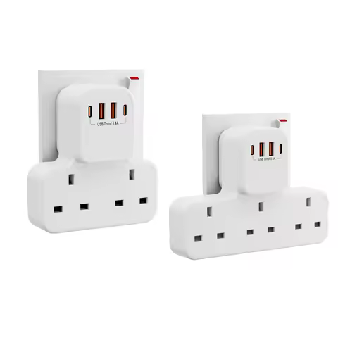 3250W Uk Ac Plug Power Strip Electrical Wall Mounted Outlet Multitap Network Filter with 2 Usb-A 2 U