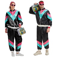80s 90s Tracksuit for Men Retro Hip Hop Outfit Track Suit Windbreaker Set for Couples Disco Costume