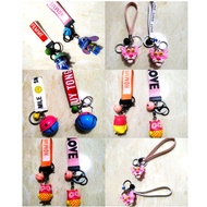 2pcs Sets Keychain Lanyards Pink panther Sticth  Owls