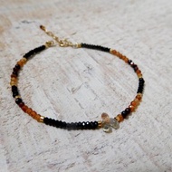 包14k金mini淡色水滴藍寶石黑碧璽貓眼石手鍊