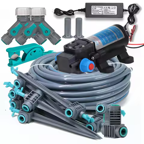 8-20M 45-100W Self-Priming Pump 3/8”Hose Drip Irrigation Equipment for Garden Pot Plants 21cm Stake 