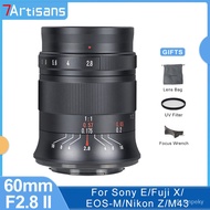 YQ8 7 Artisans 7artisans 60mm F2.8 Mark II Macro Lens 1:1 APS-C Manual Focus Large Aperture for Sony E Fuji X EOS-M Niko