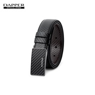 DAPPER เข็มขัดหนังแท้ Carbon Fiber Inlay Plaque Buckle Belt สีดำ