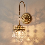 Retro Crown Wall Light Aesthetic Crystal Bedroom Bedside Lamp Nordic Living Room Corridor Decorative