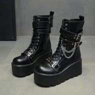 Punk Thick-Soled Heightening Rider Boots - Gothic Y2K Style Women's Shoes